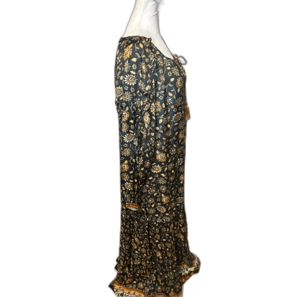 Natural Life Boho Floral Paisley Maxi Dress L Long Sleeve Tassel Tie Flowy - Picture 3 of 7